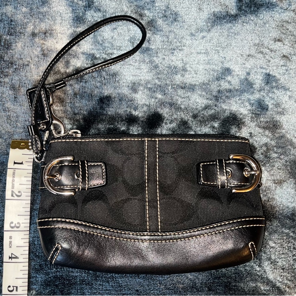 Coach Black Signature Canvas and Leather Wristlet - Picture 9 of 10